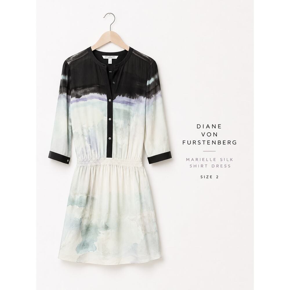 Diane von Furstenberg Marielle Silk Shirt Dress Watercolor Women’s 2